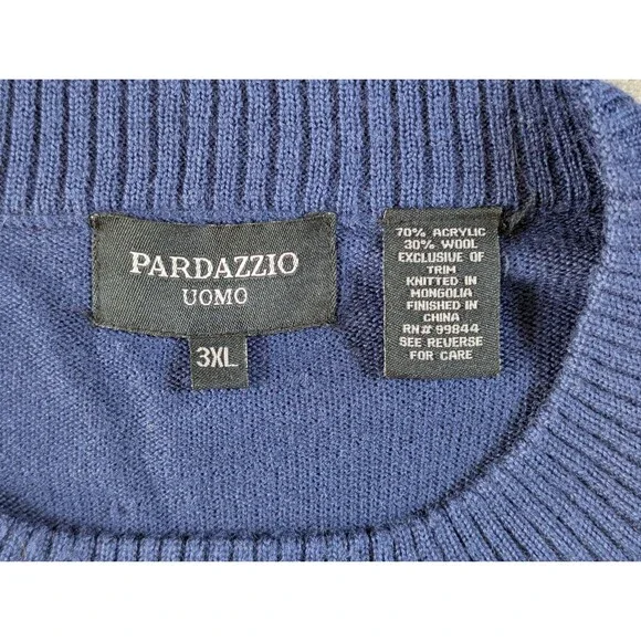Pardazzio Uomo Sweater Men’s 3XL Blue Geometric Crew Neck Vintage - Picture 6 of 8